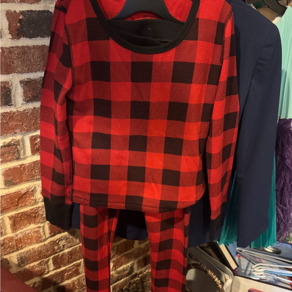 Old Navy Red and Black Plaid Kids Pajama Set